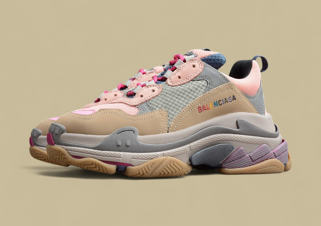 Balenciaga Triple S Replik In Rosa Beige Grau