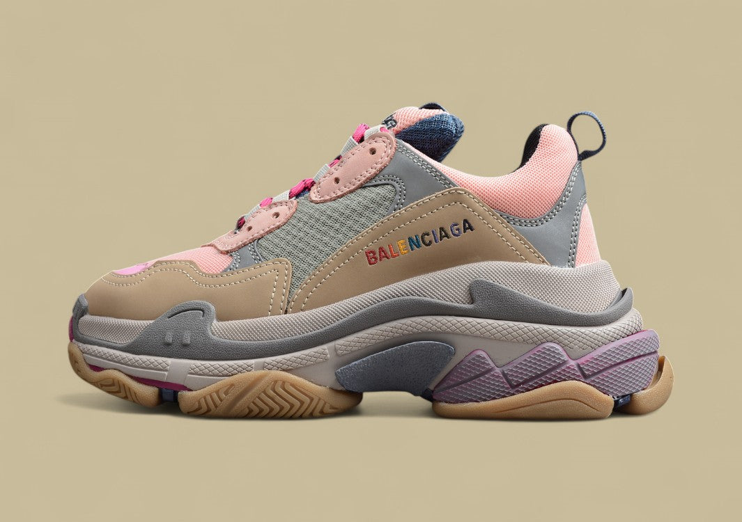 Balenciaga Triple S Replik In Rosa Beige Grau