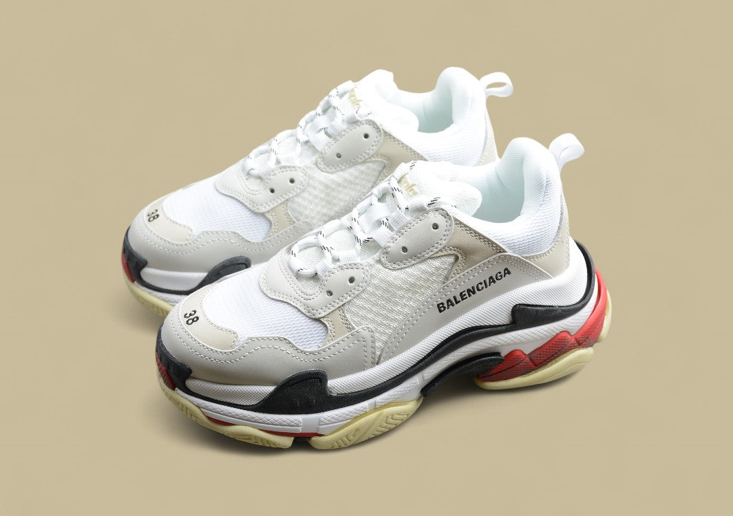 Balenciaga Triple S Replik In Weiß Beige Schwarz