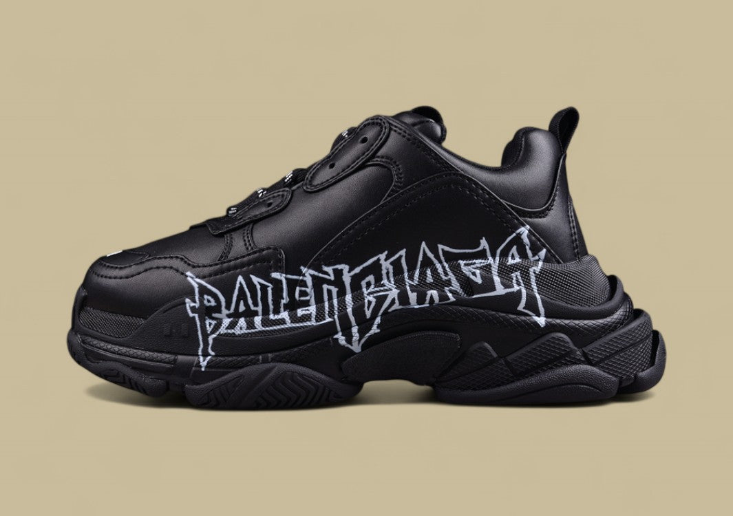 Balenciaga Triple S Sneaker – Black with Graffiti Logo