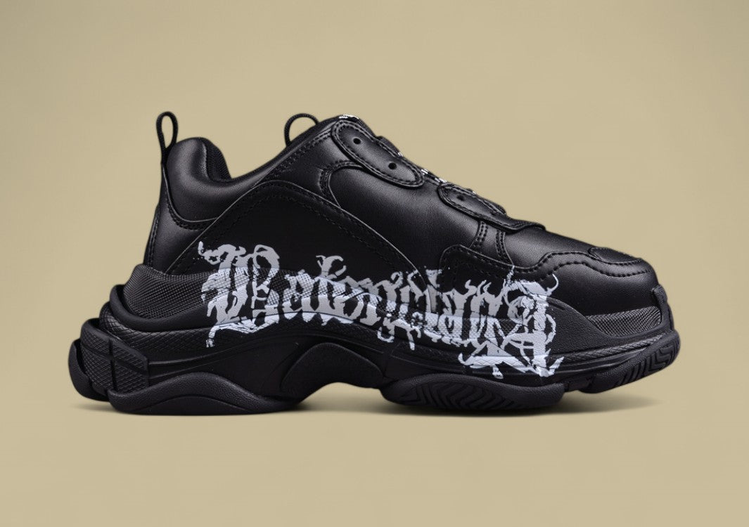 Balenciaga Triple S Sneaker – Black with Graffiti Logo