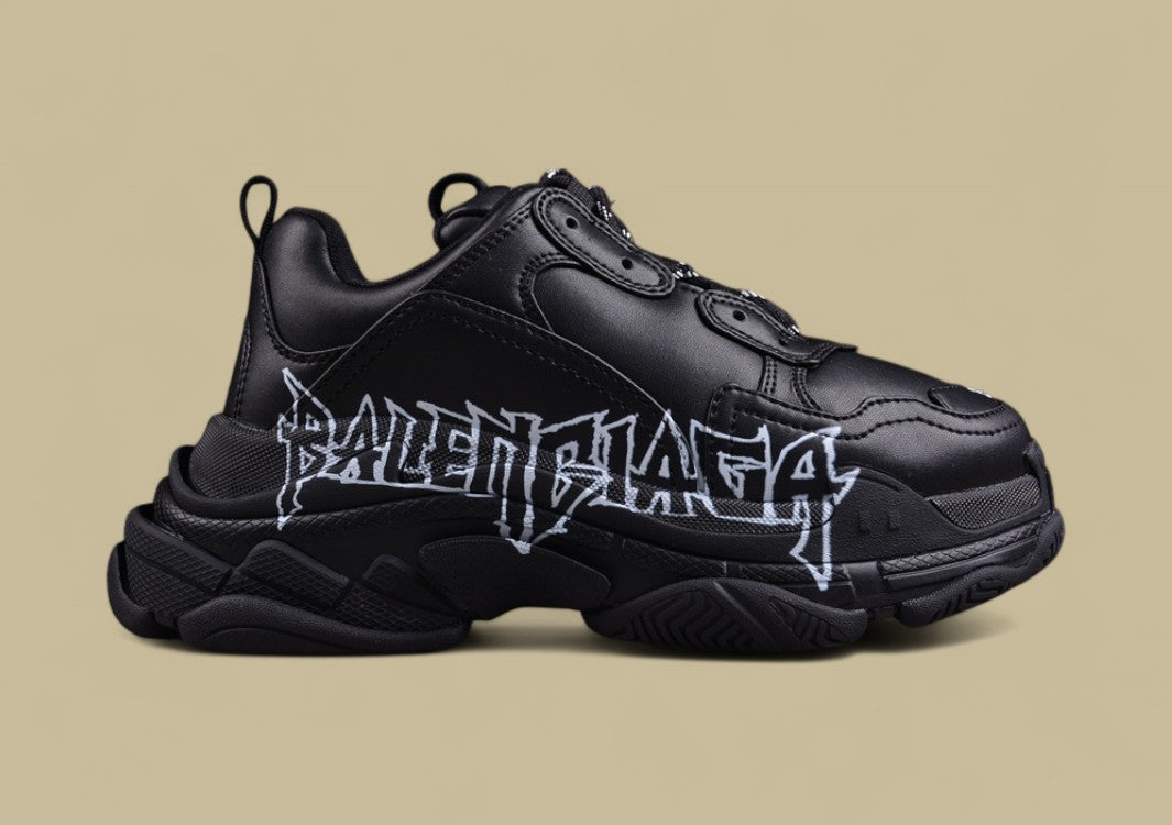 Balenciaga Triple S Sneaker – Black with Graffiti Logo