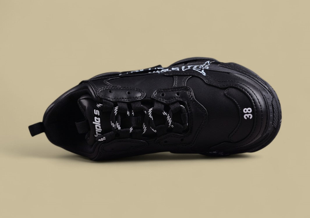 Balenciaga Triple S Sneaker – Black with Graffiti Logo