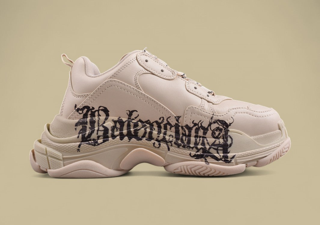 Balenciaga Triple S Sneaker – Cream with Red Graffiti Logo