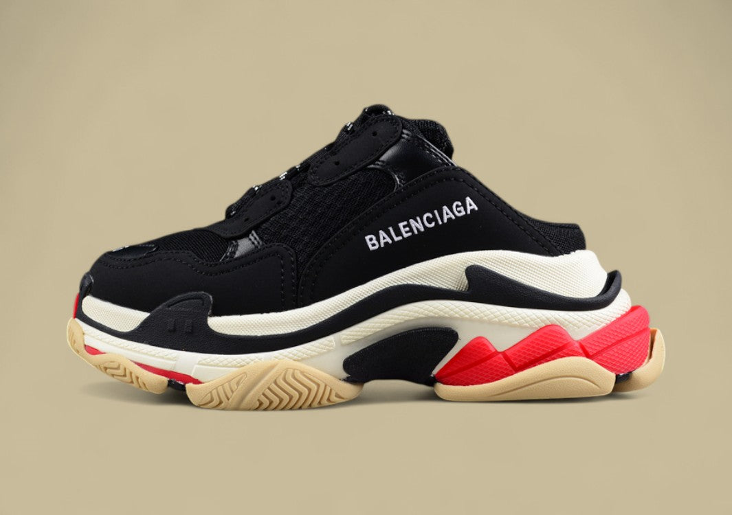 Balenciaga Triple S Sneaker in Black, White & Red