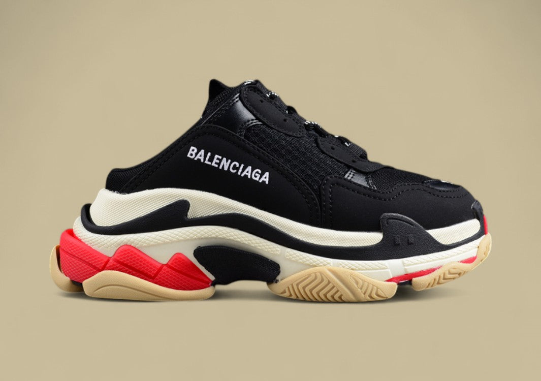 Balenciaga Triple S Sneaker in Black, White & Red