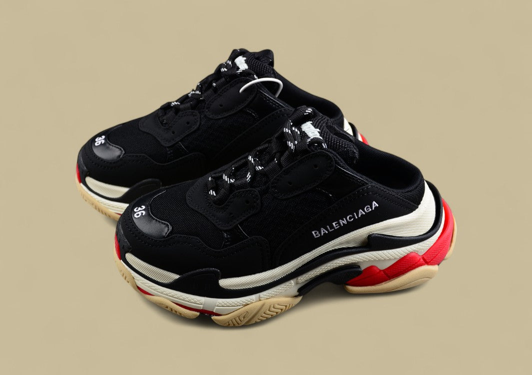 Balenciaga Triple S Sneaker in Black, White & Red