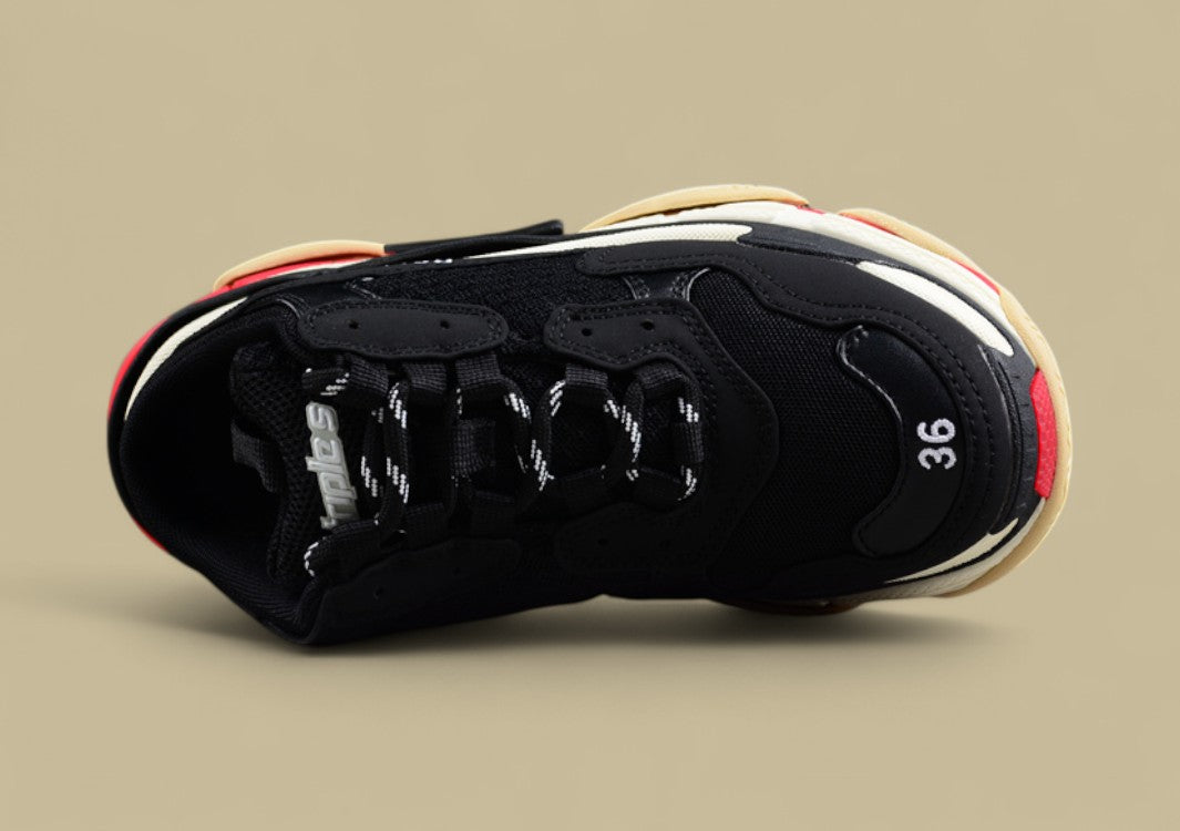Balenciaga Triple S Sneaker in Black, White & Red