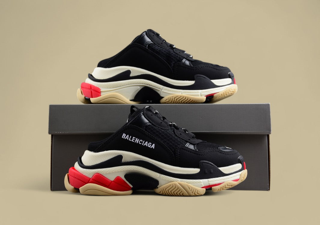 Balenciaga Triple S Sneaker in Black, White & Red