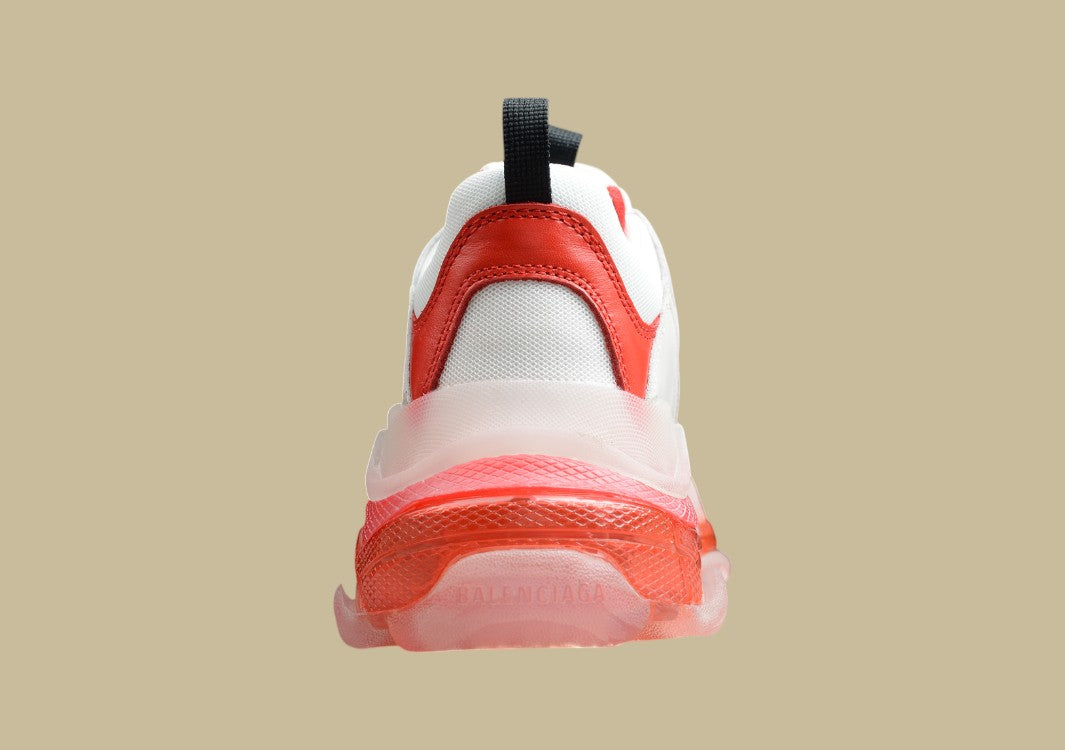 Balenciaga Triple S Weiß-Rot Neon Kraftvolle Silhouette