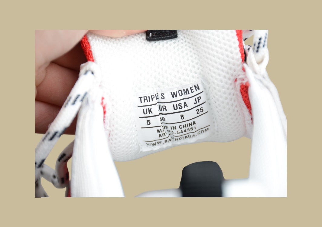 Balenciaga Triple S Weiß-Rot Neon Kraftvolle Silhouette