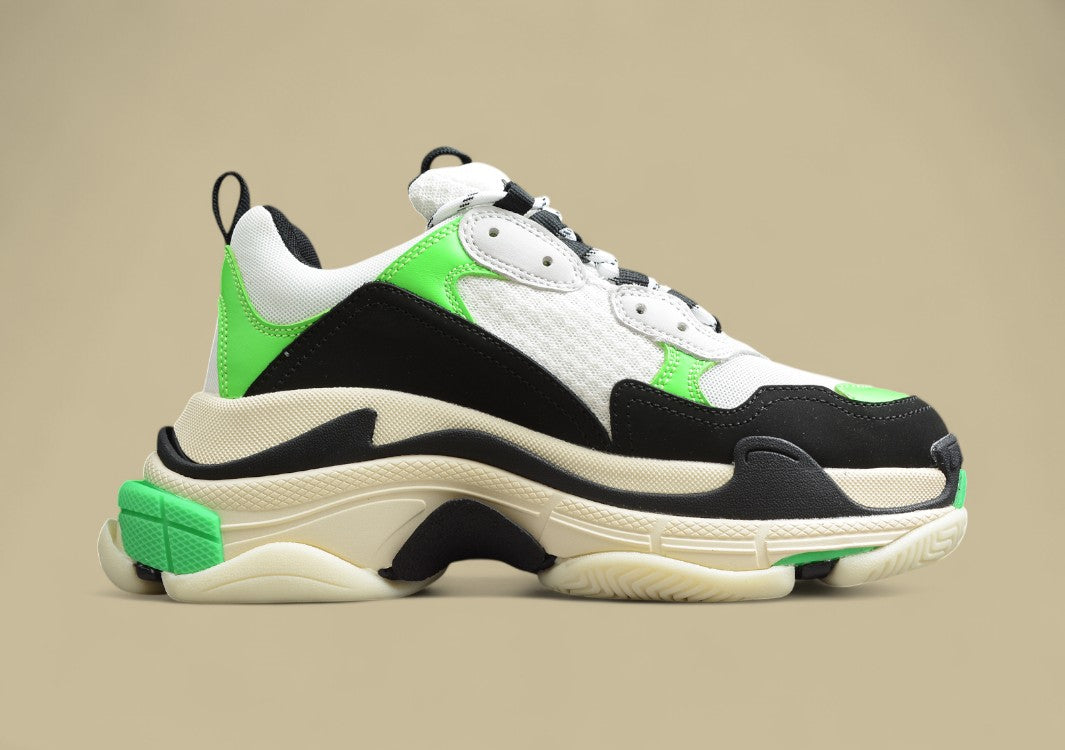 Balenciaga Triple S Weiß Grün Schwarz Streetstyle Mit Neon-Energie