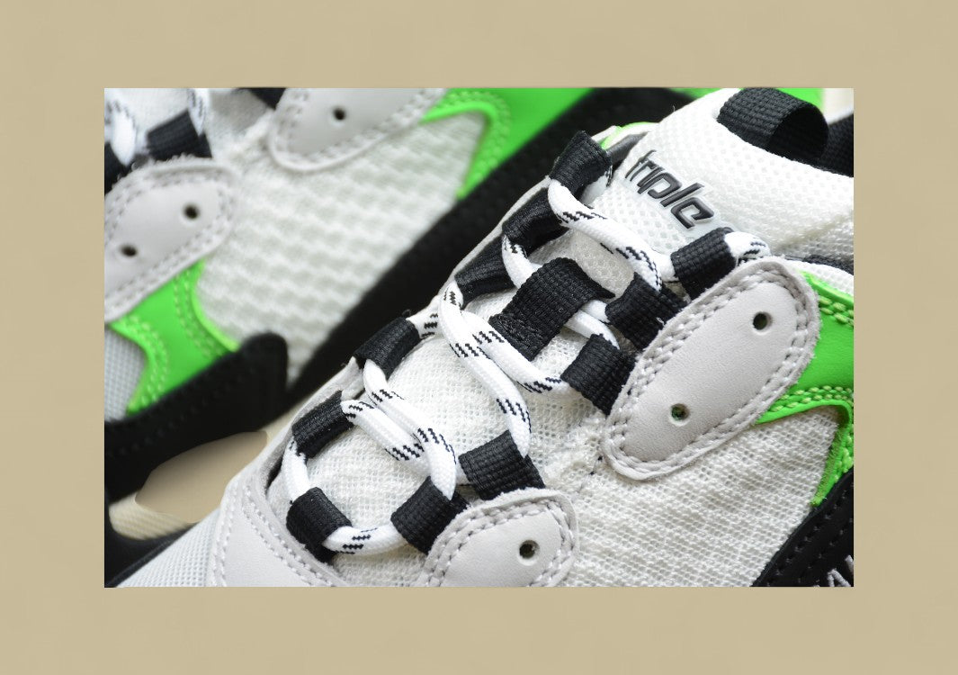 Balenciaga Triple S Weiß Grün Schwarz Streetstyle Mit Neon-Energie