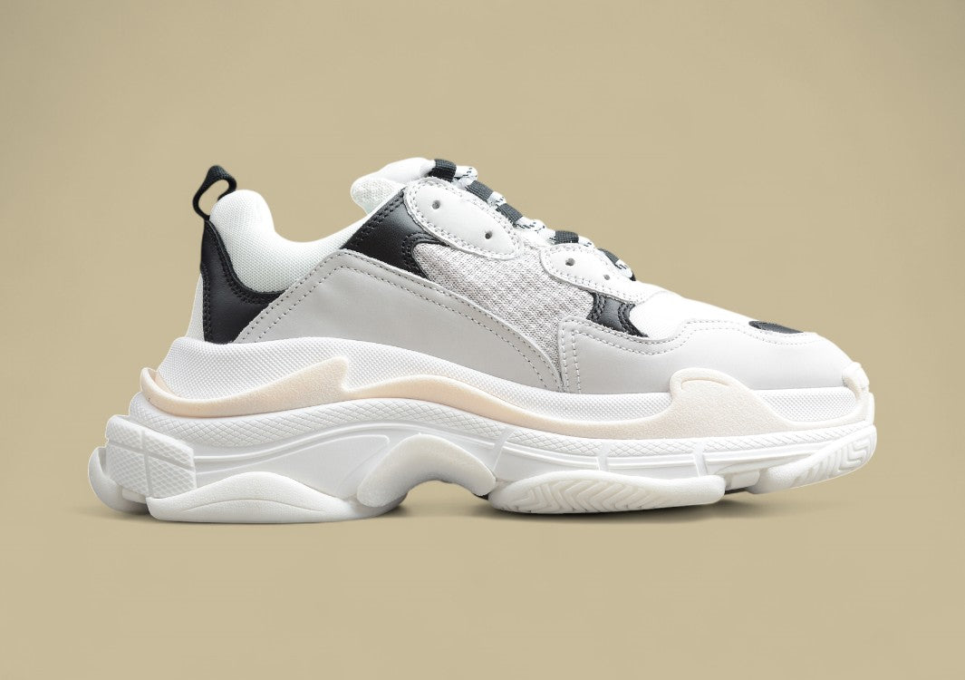 Balenciaga Triple S Weiß Schwarz Klassischer Kontrast Chunky-Look