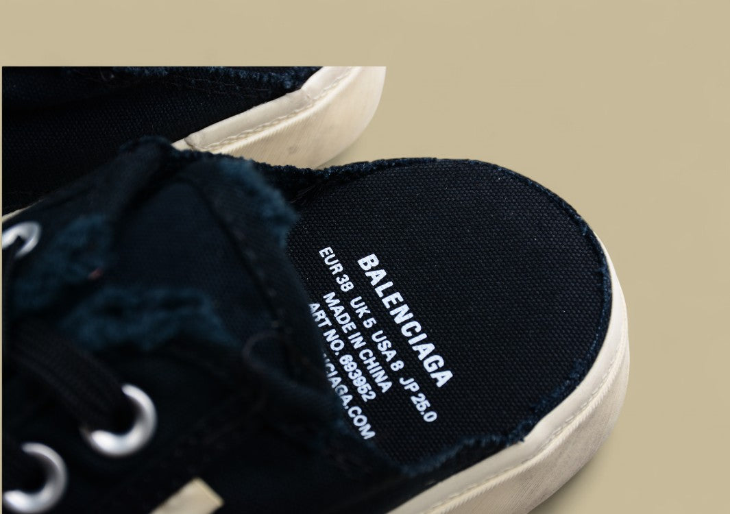 Balenciaga Vulc Destr Parisian Family Retro Distressed Low-top Canvas Slip-on