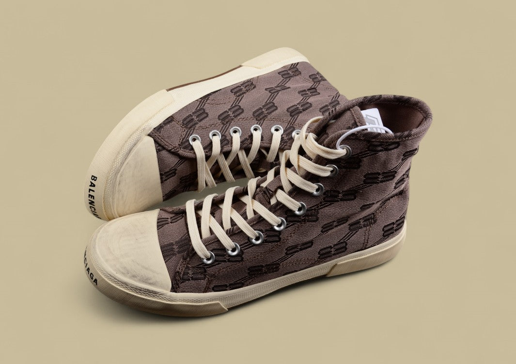 Balenciaga Vulc Destr Parisian Family Retro Old High-Top Canvas Shoes