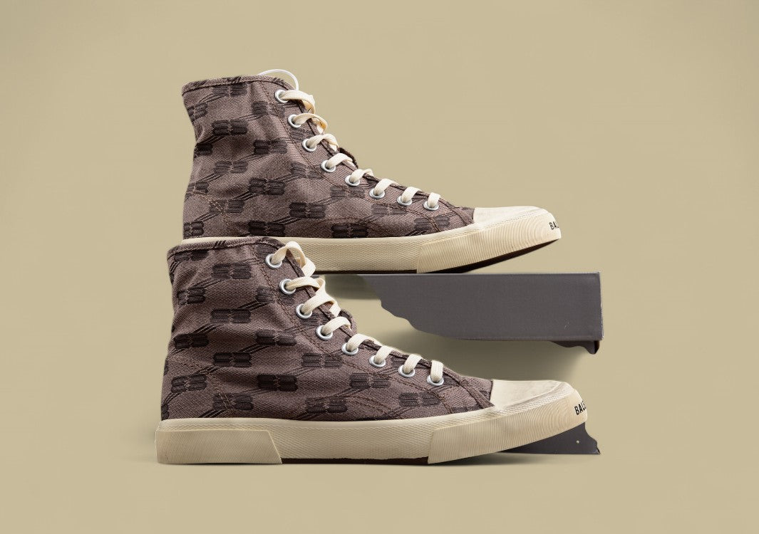 Balenciaga Vulc Destr Parisian Family Retro Old High-Top Canvas Shoes