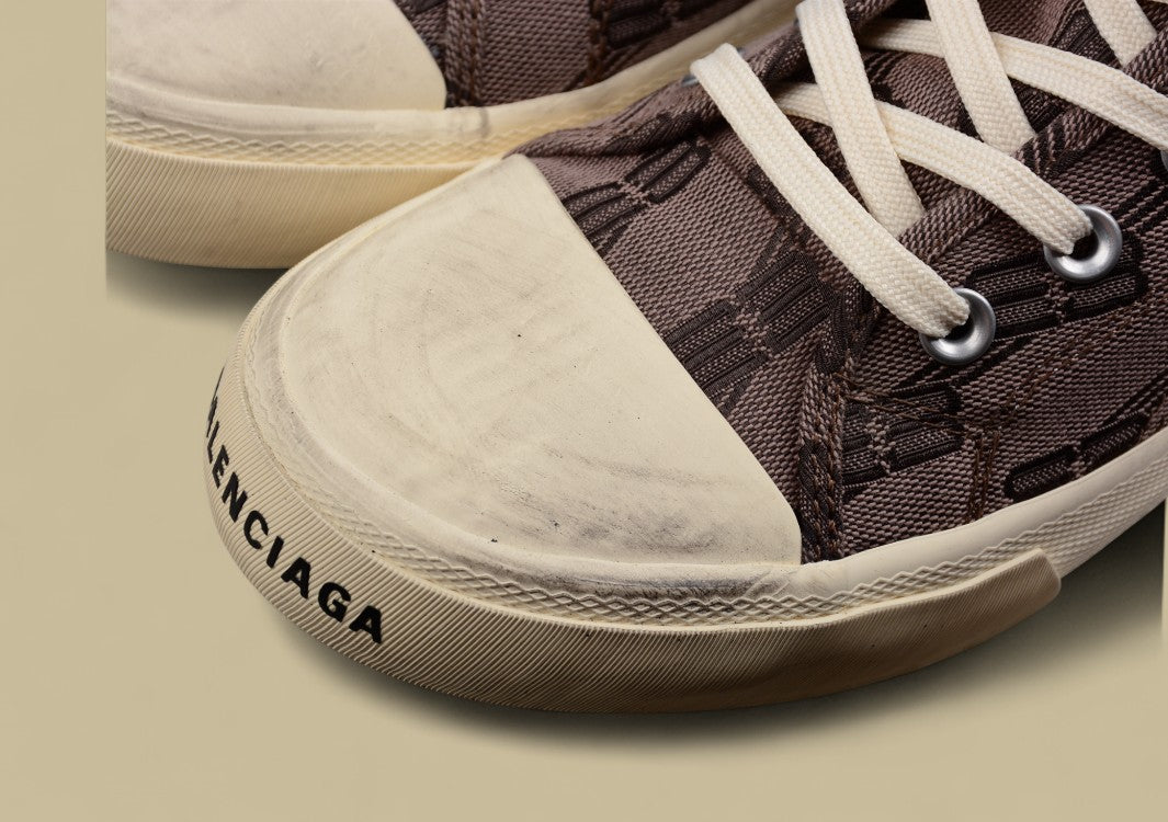 Balenciaga Vulc Destr Parisian Family Retro Old High-Top Canvas Shoes