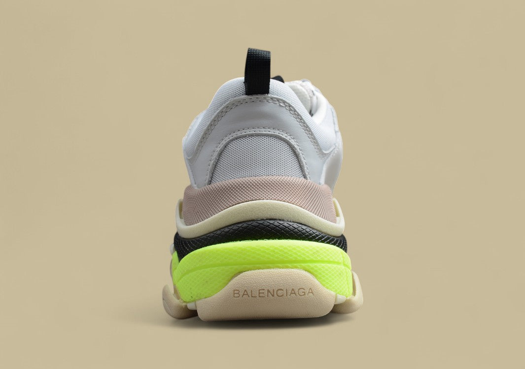 Balenciaga White Fluorescent Green Men's And Women's Shoes