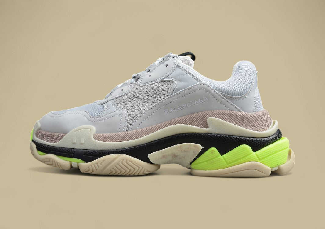 Balenciaga White Fluorescent Green Men's And Women's Shoes