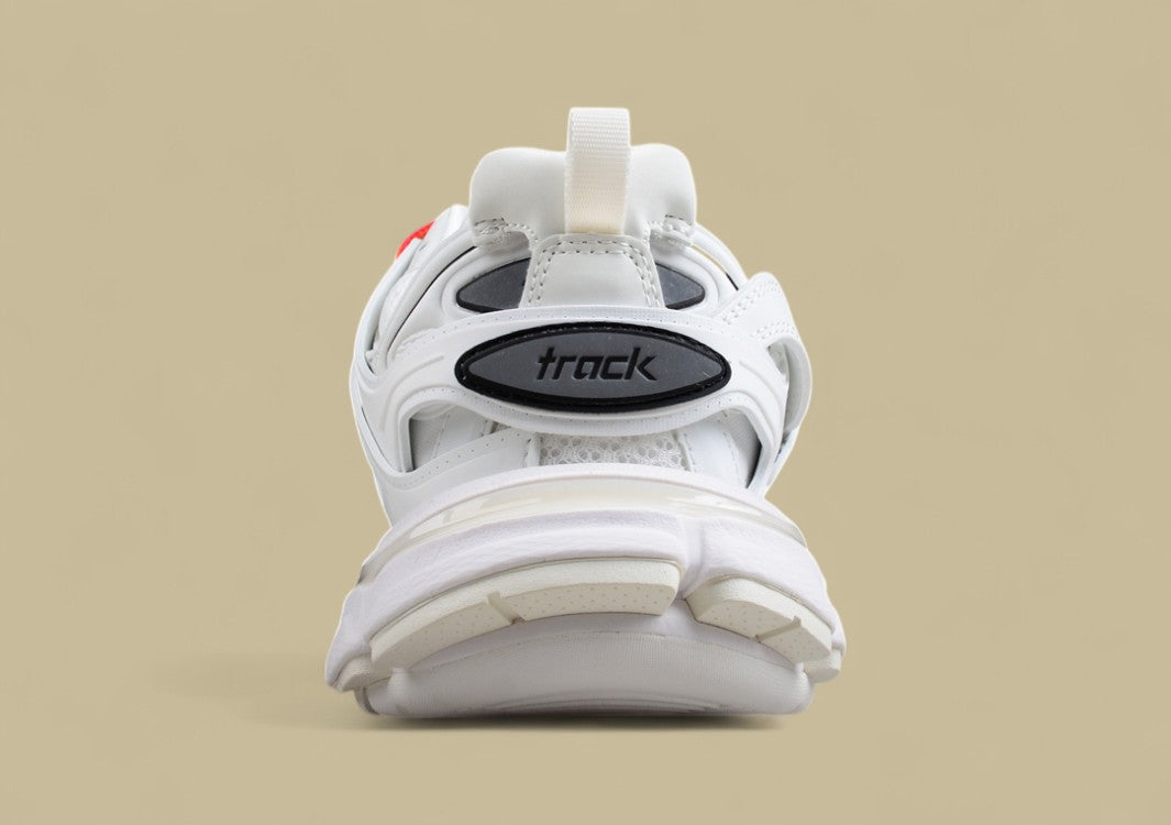 Balenciaga White Mesh Runner Sneaker with Rainbow Laces