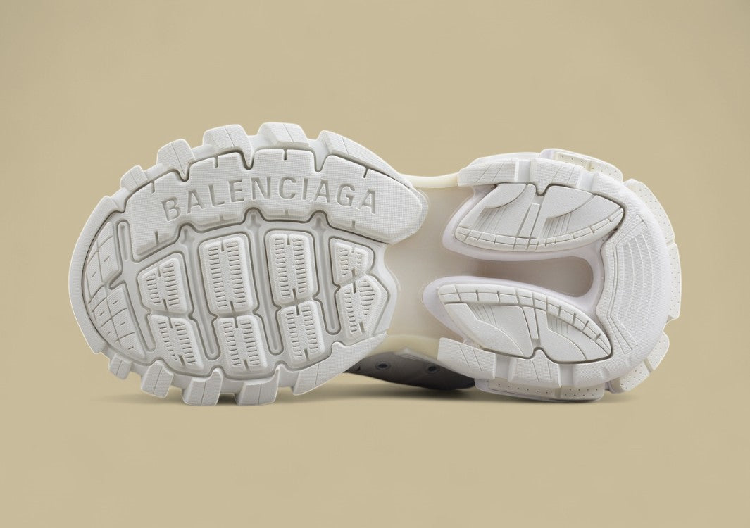 Balenciaga White Mesh Runner Sneaker with Rainbow Laces