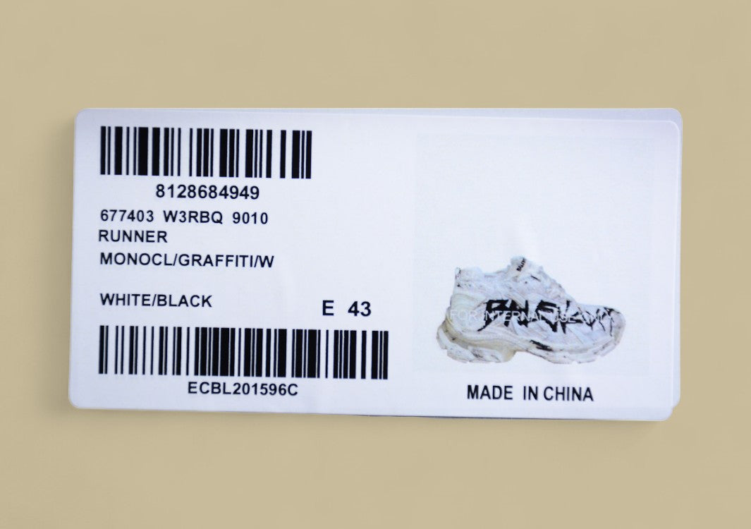 Balenciaga White Runner Sneaker with Graffiti Logo