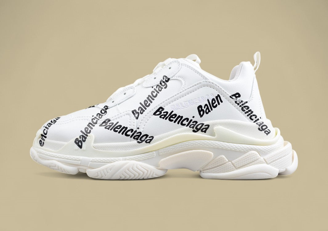 Balenciaga White Triple S Sneaker with Logo Print
