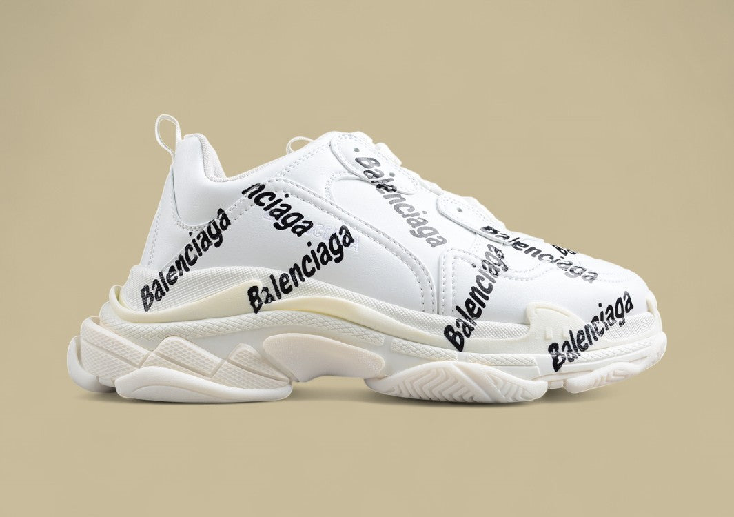 Balenciaga White Triple S Sneaker with Logo Print