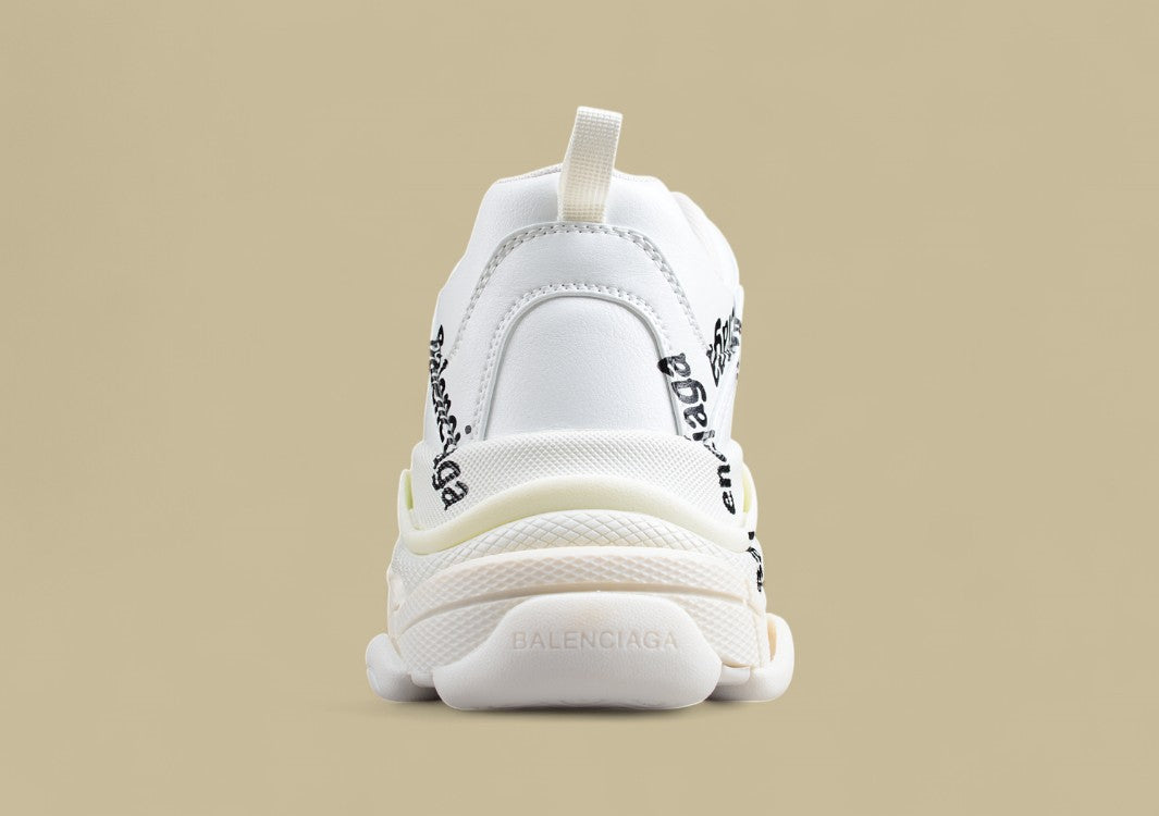 Balenciaga White Triple S Sneaker with Logo Print