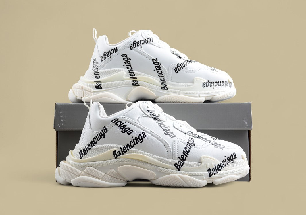 Balenciaga White Triple S Sneaker with Logo Print