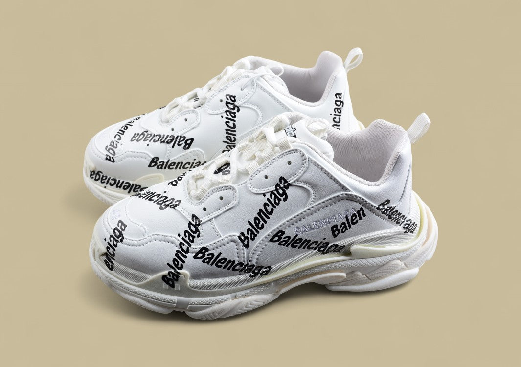Balenciaga White Triple S Sneaker with Logo Print