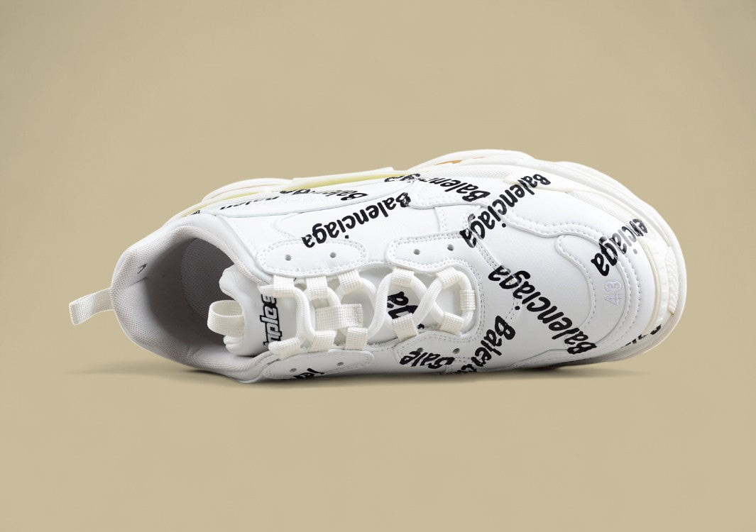 Balenciaga White Triple S Sneaker with Logo Print
