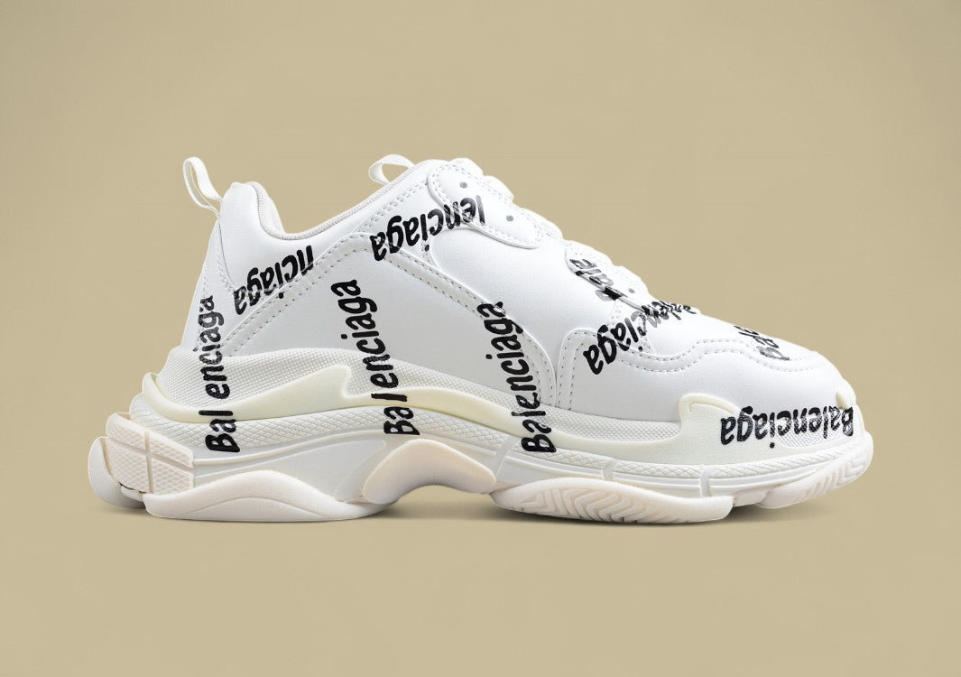 Balenciaga White Triple S Sneaker with Logo Print