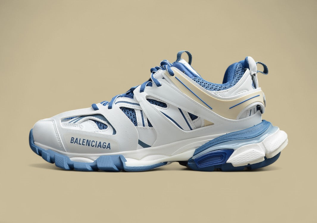 Balenciaga White & Blue Runner Sneaker