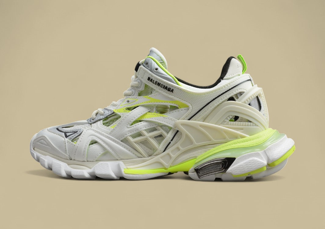 Balenciaga White & Neon Yellow Runner Sneaker