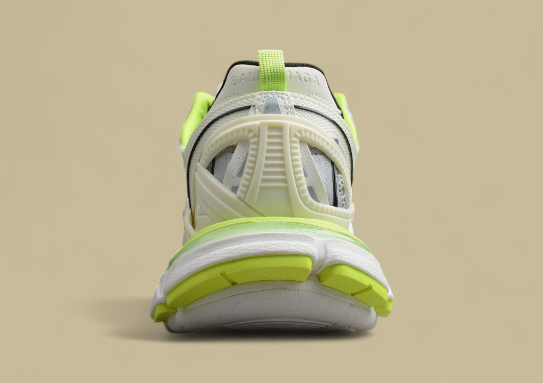 Balenciaga White & Neon Yellow Runner Sneaker