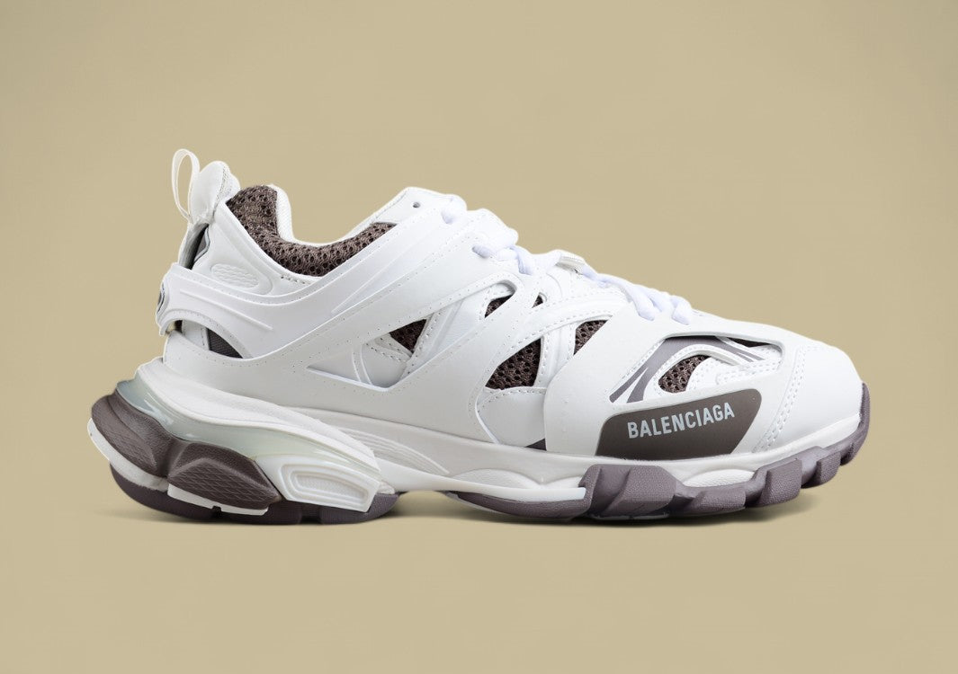 Balenciaga White and Grey Mesh Runner Sneaker