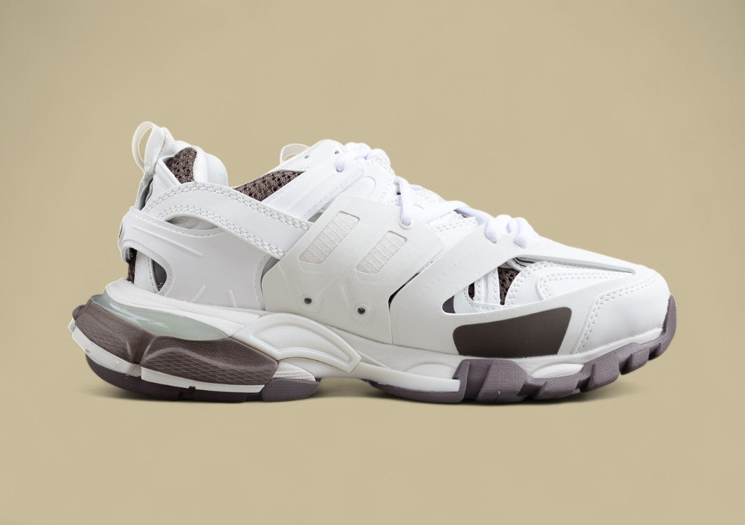 Balenciaga White and Grey Mesh Runner Sneaker