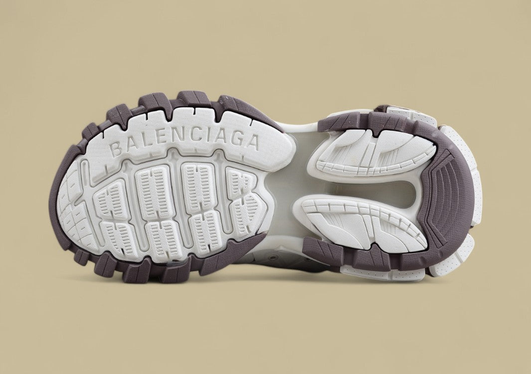 Balenciaga White and Grey Mesh Runner Sneaker
