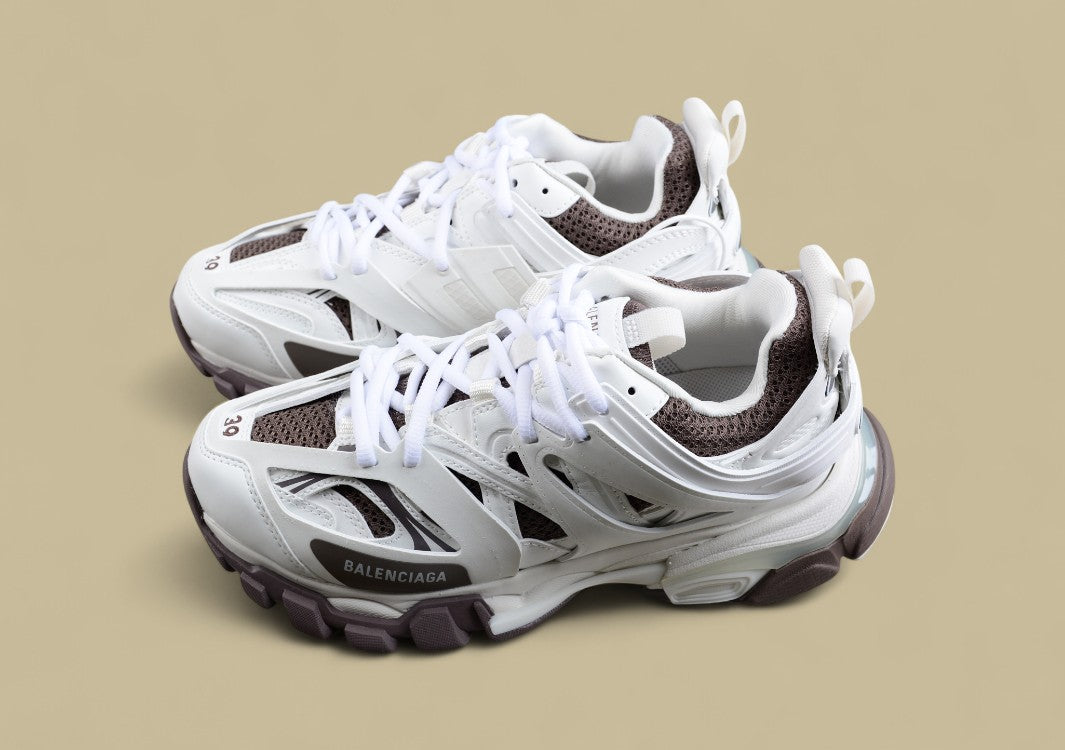 Balenciaga White and Grey Mesh Runner Sneaker