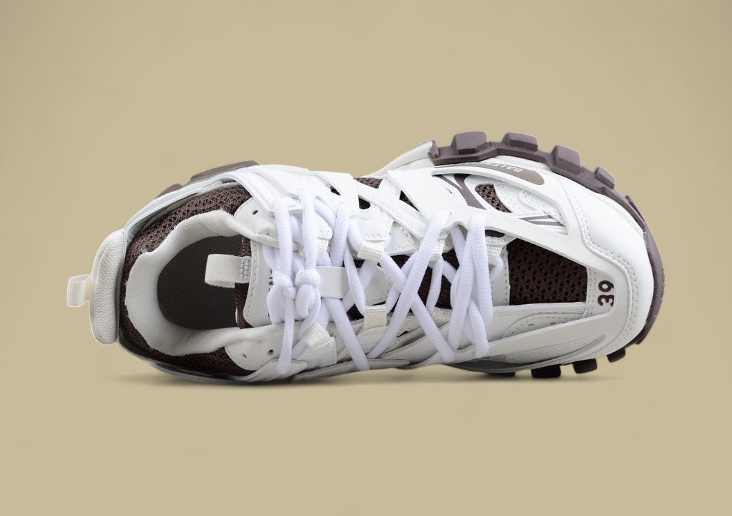 Balenciaga White and Grey Mesh Runner Sneaker