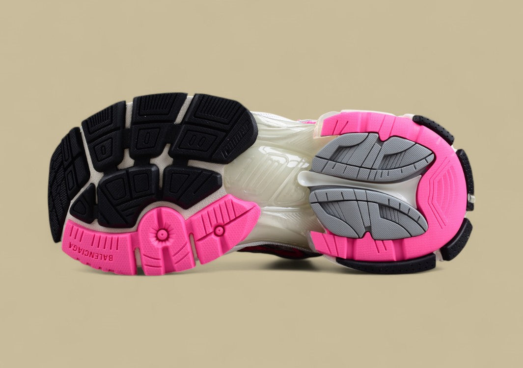 Balenciaga White and Pink Mesh Runner Sneaker