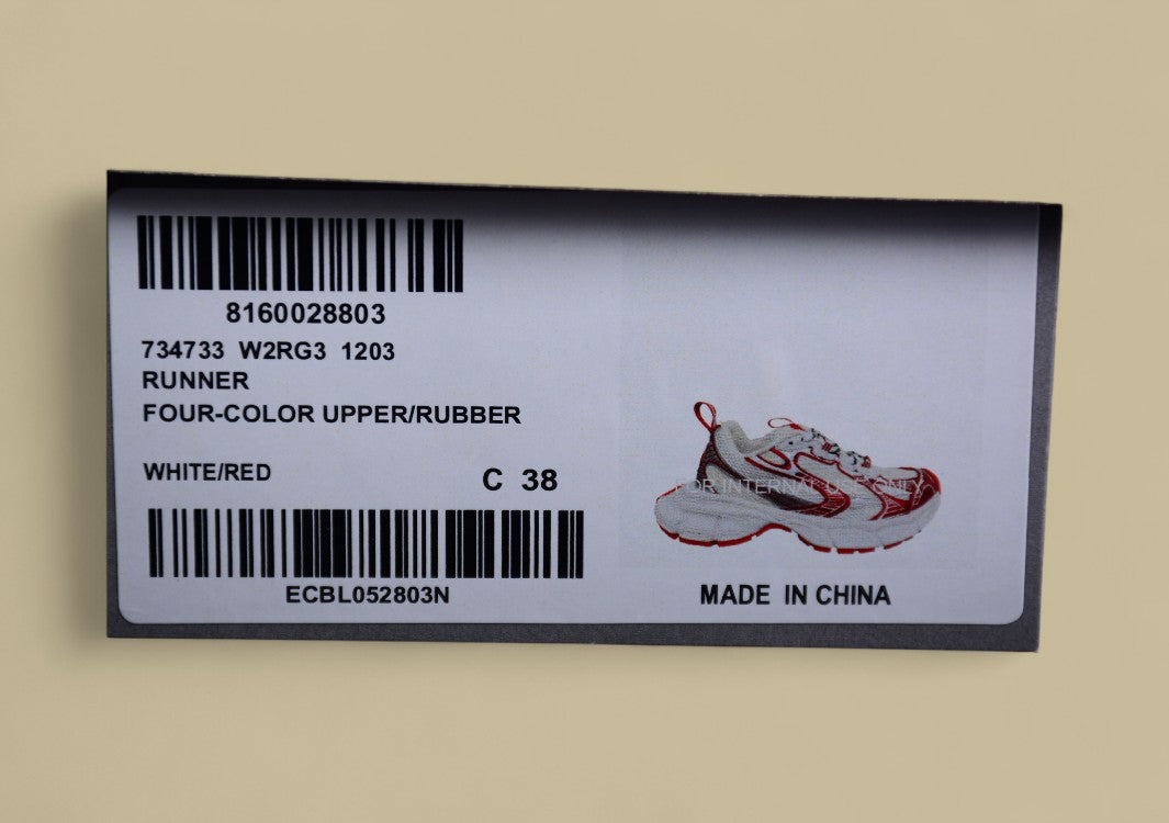Balenciaga White and Red Mesh Runner Sneaker