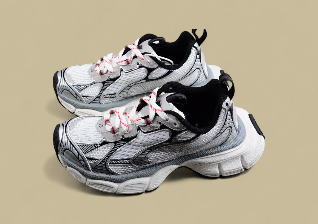 Balenciaga White and Silver Mesh Runner Sneaker