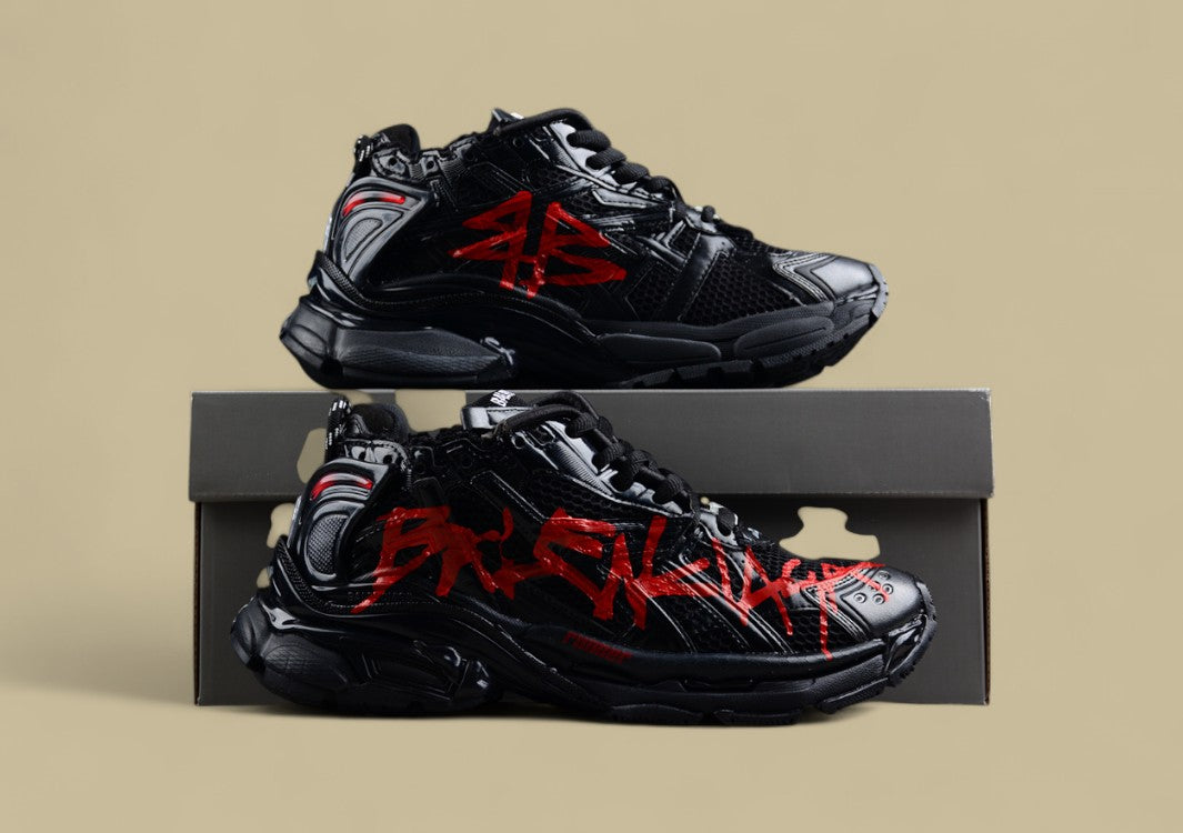 Balenciaga X Future Sneaker in Black with Red
