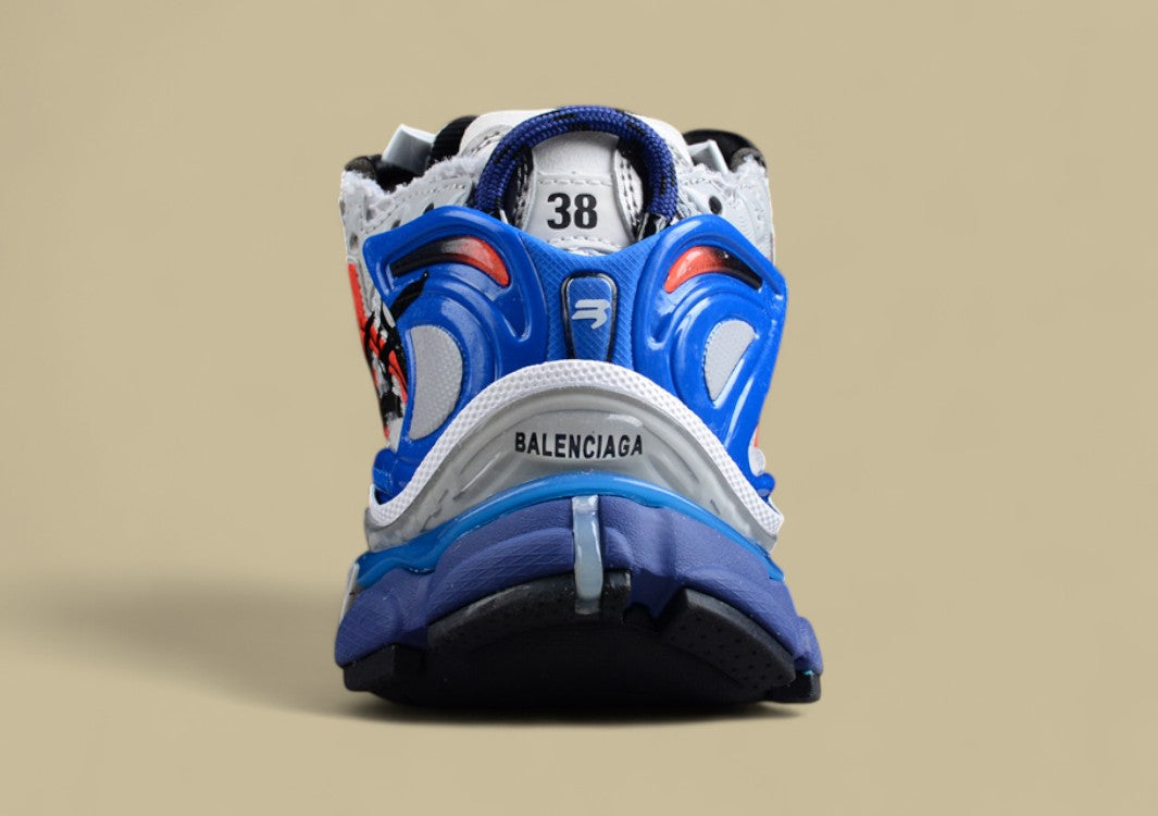 Balenciaga X Future Sneaker in White, Blue, and Red