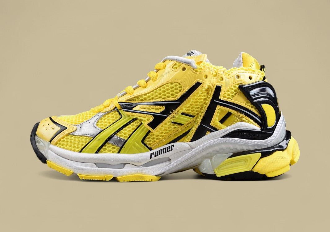 Balenciaga Yellow and Black Mesh Runner Sneaker