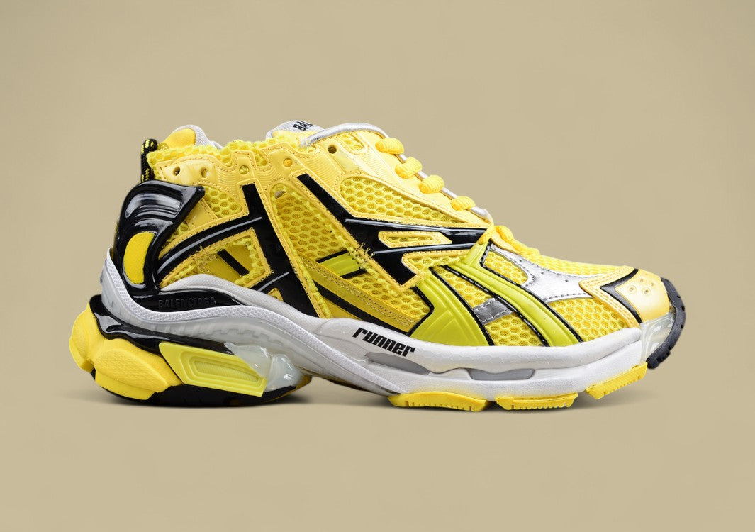 Balenciaga Yellow and Black Mesh Runner Sneaker