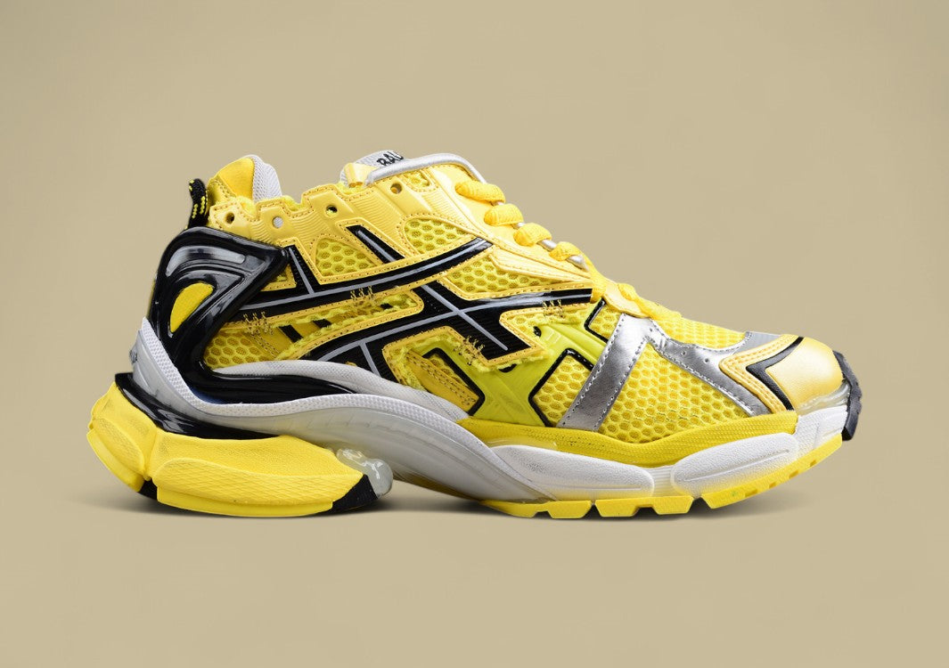 Balenciaga Yellow and Black Mesh Runner Sneaker